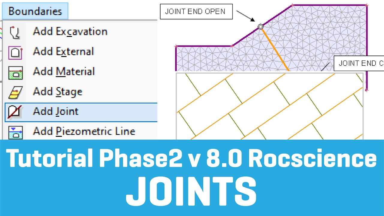 Phase2 tutorial Rocscience - Uso del comando Joints -   (Geotecnia y Geomecanica)