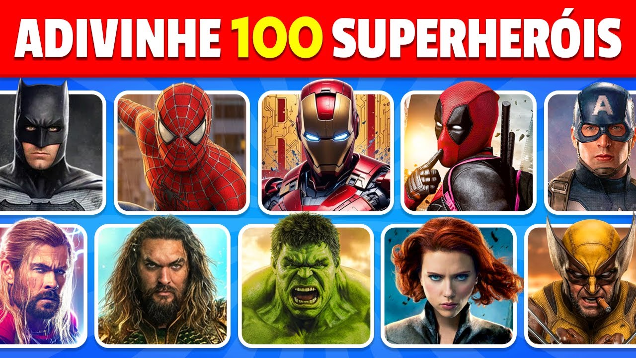 Adivinhe 100 SUPERHERÓIS em 3 Segundos 🦸‍♂️💥✅ Fácil, Médio, Difícil, Impossível | Marvel & DC