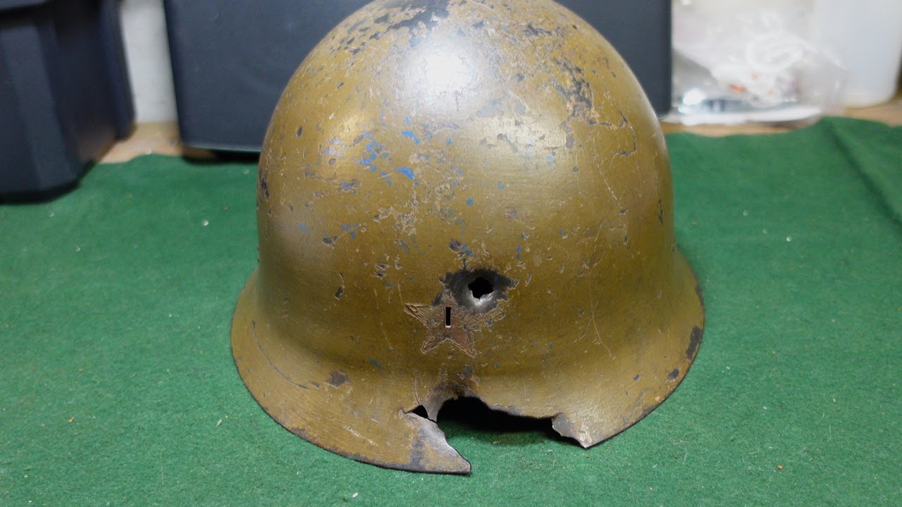Japanese WWII Type 90 Helmet KIA Battle Damaged by USMC Sniper!