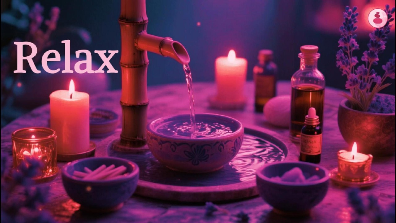 Bamboo Water Fountain & Soft Piano Music 🎶 Deep Sleep, Relaxing Spa Ambience