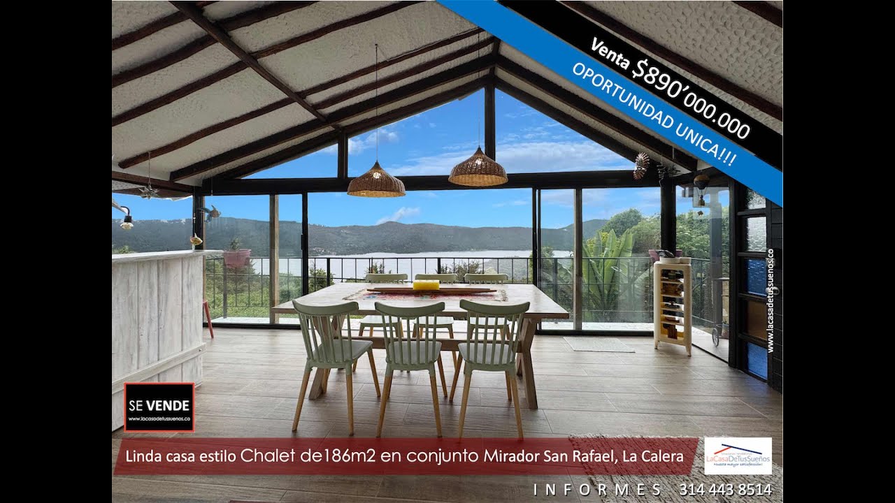 Linda casa estilo Chalet de 186m2 en conjunto Mirador San Rafael, La Calera