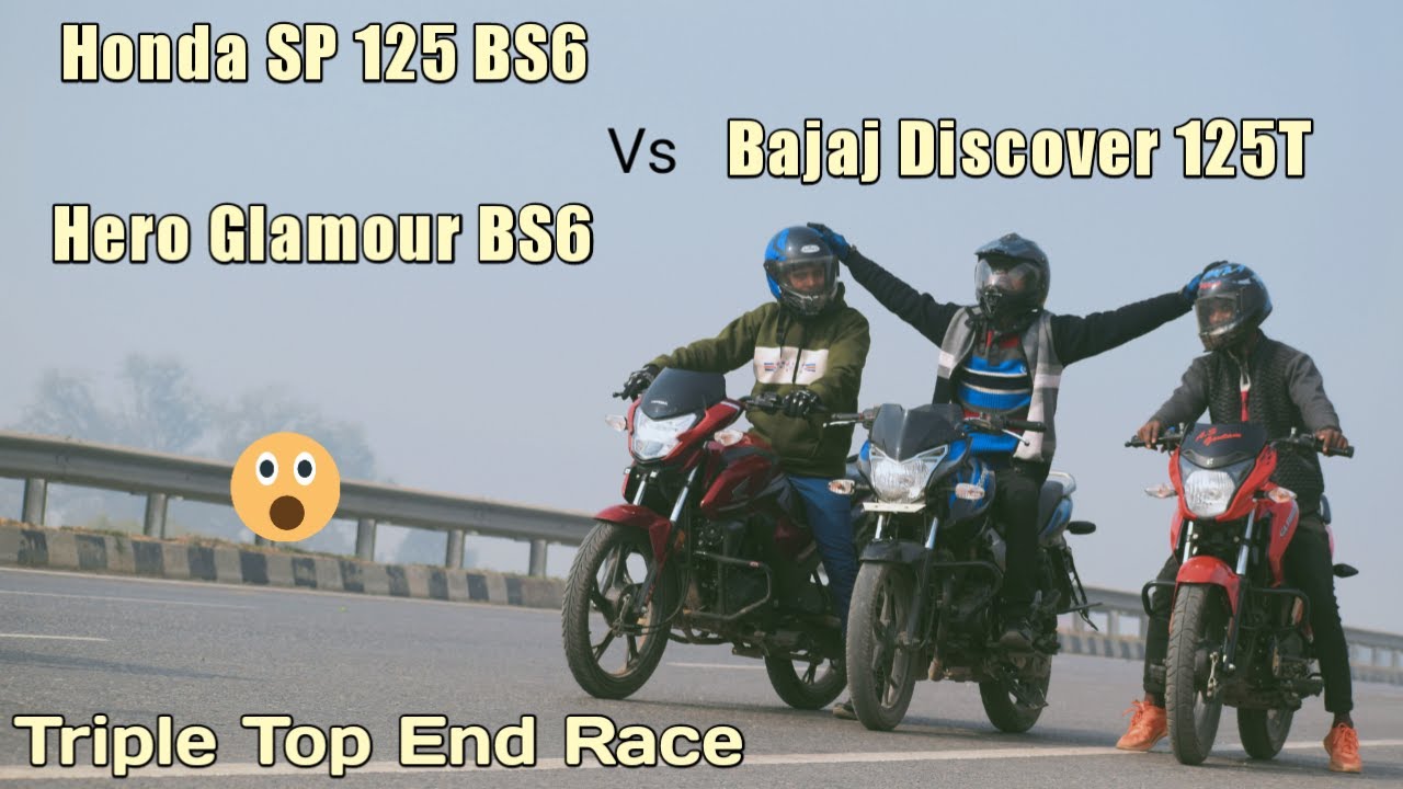 Honda SP 125 BS6 Vs Bajaj Discover 125T Vs Hero Glamour BS6 | Top End | Drag Race | UP65 Racers