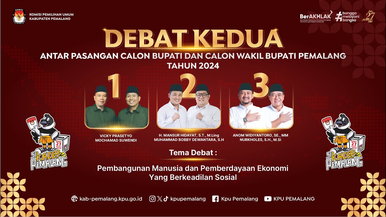 DEBAT KEDUA ANTAR PASANGAN CALON BUPATI DAN WAKIL BUPATI PEMALANG TAHUN 2024