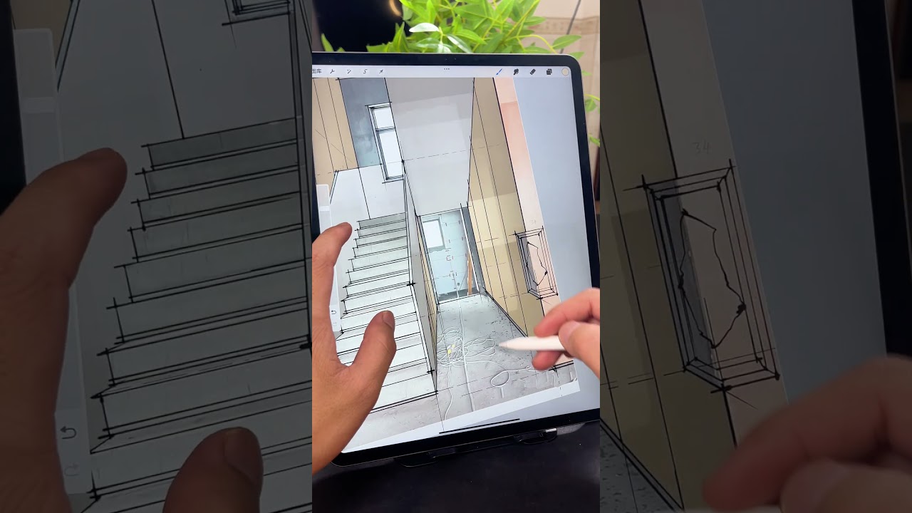 Drawing stair design using procreate in Ipad for clients. #digitaldrawing #ipadpro #icreate