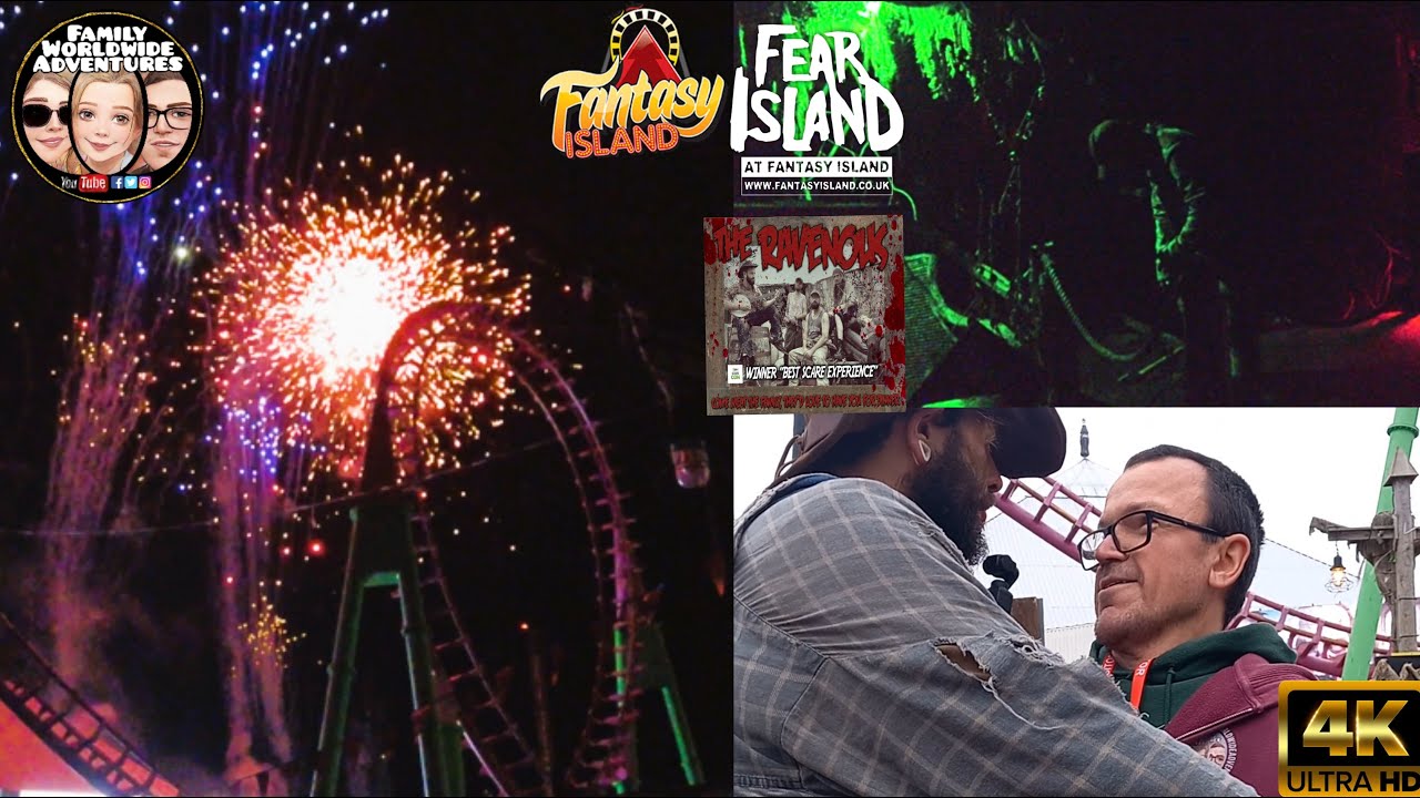 Fantasy Island Fear Island, Rollercoasters, Scare Attractions and Fireworks 2024 Vlog Skegness 4k