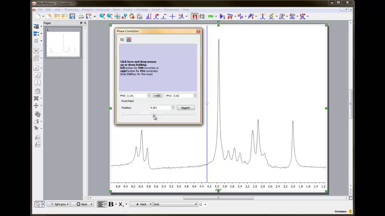 Part 3: Mnova Basic Processing - Phase & Baseline correction