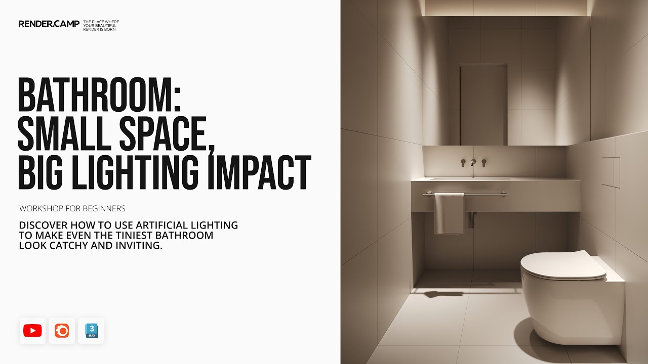 Guest Bathroom With Artificial Lighting | 3Ds Max + Corona Interior Rendering Tutorial