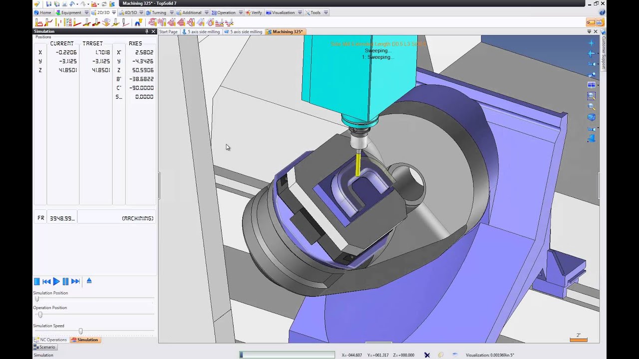 TopSolid Cam 7 - 5 axis side milling