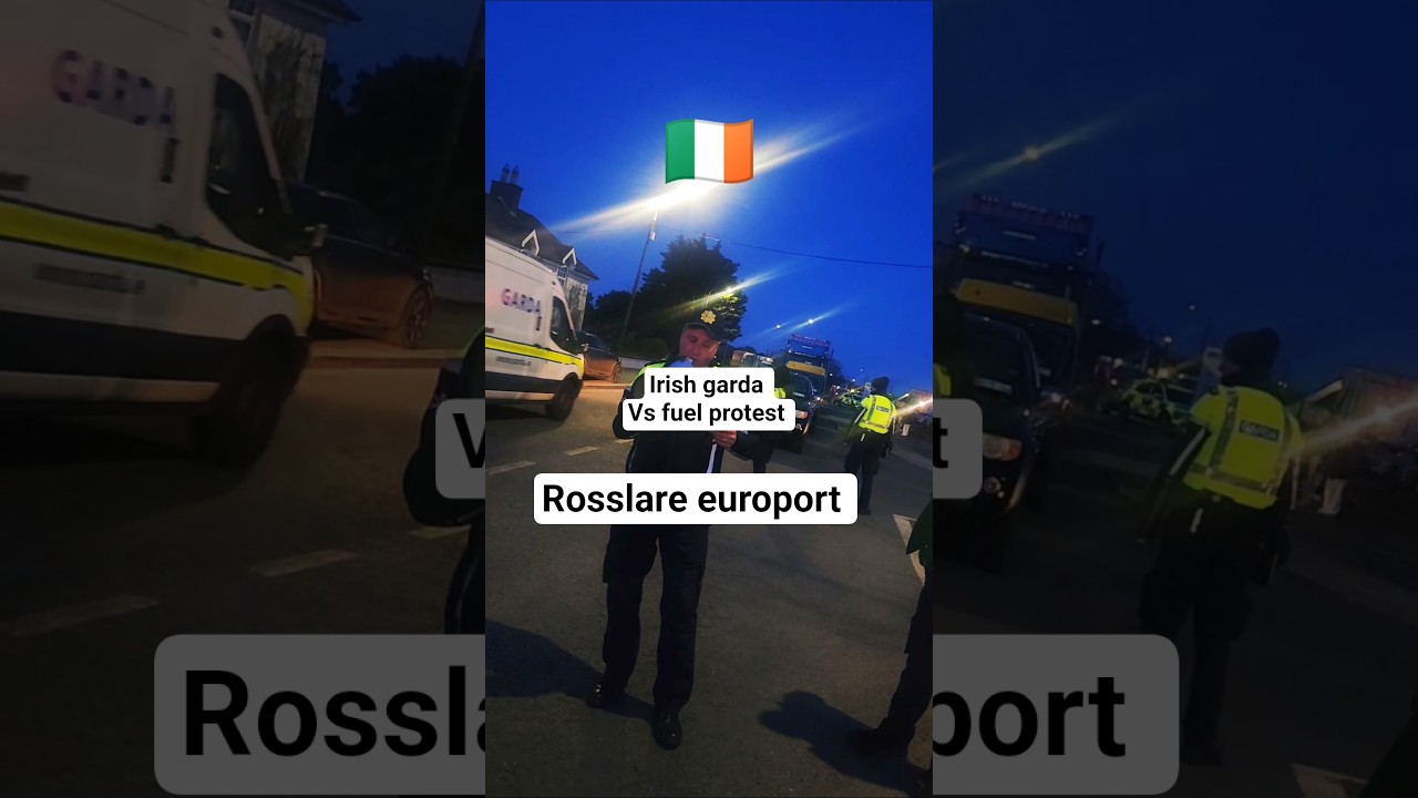 ⚠️ Предупреждение полиции! Протест против нехватки топлива сотрясает Европорт Росслэр, Ирландия 🇮...