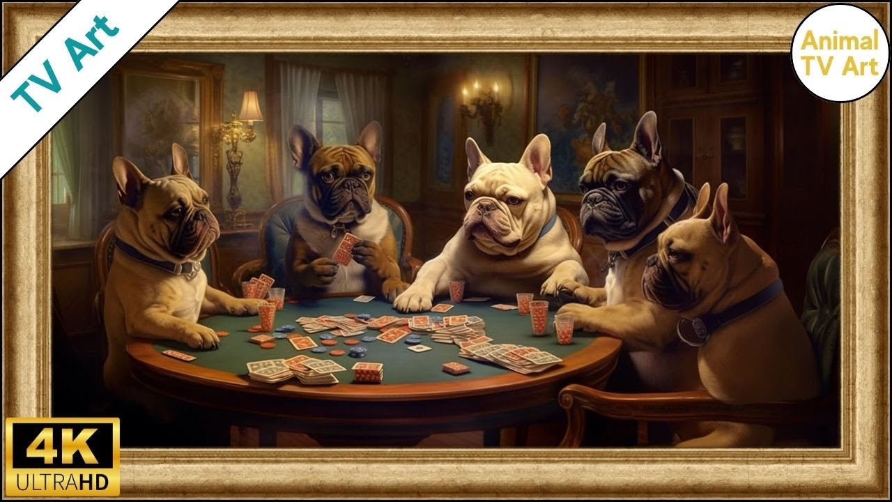 French Bulldogs Playing Poker | Hilarious Frame TV Art for Dog Lovers & Smart TVs | 10 hours