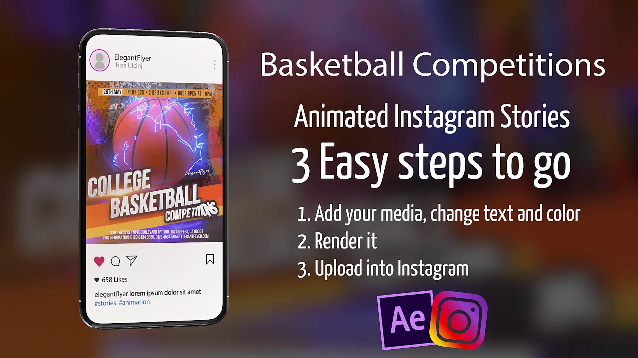 College Basketball -  Animated Instagram Stories  After Effects Template