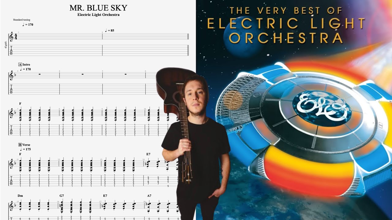 The Electric Light Orchestra - Mr. Blue Sky GUITAR COVER + PLAY ALONG TAB + SCORE
