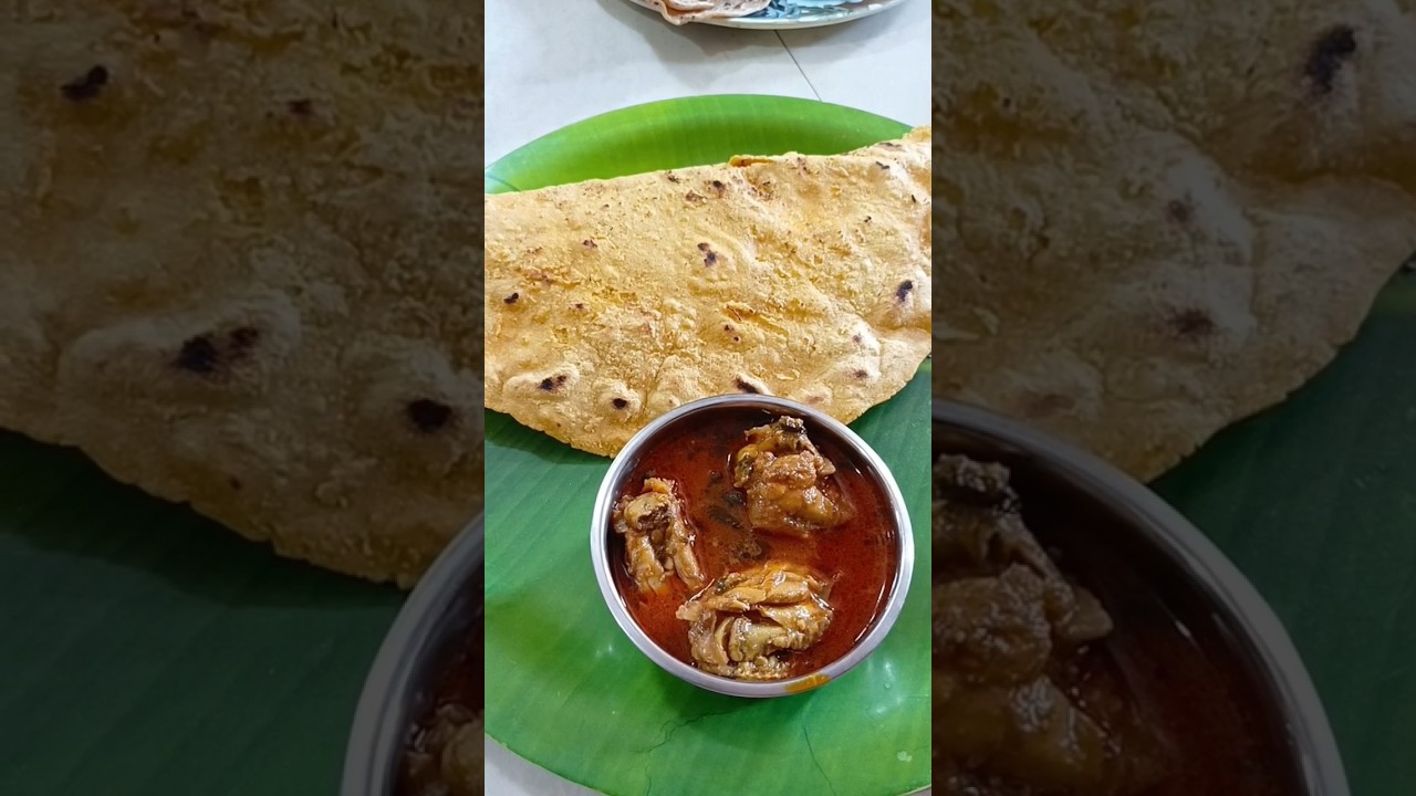 jonna rotte with chicken curry#jowar roti  #roti#shortsvideo #youtubeshort #shorts