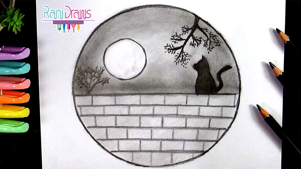 Cómo dibujar un PAISAJE NOCTURNO con LÁPIZ - How to draw a NIGHT LANDSCAPE with PENCIL