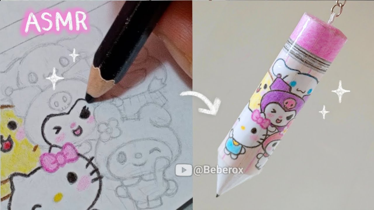 ASMR Drawing 🎧Cute Hello Kitty & Sanrio | Diy Paper Craft Ideas ✨ | Tutorial