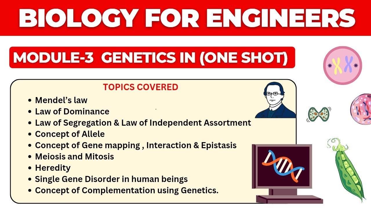 Genetics in one shot || Biology for engineers b.tech   || Meiosis vs Mitosis || Single gene disorder