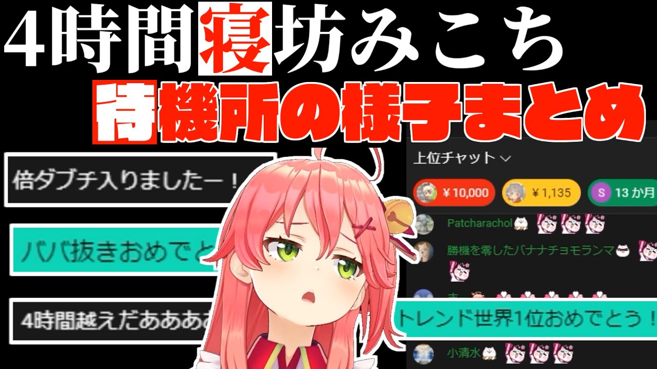 4時間寝坊したすやすやみこちを実況する35Pの様子【さくらみこ/ホロライブ切り抜き】
