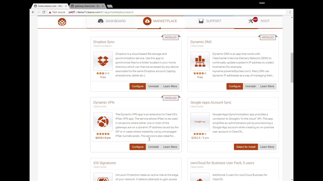 ClearOS VPN Technologies and Dynamic VPN