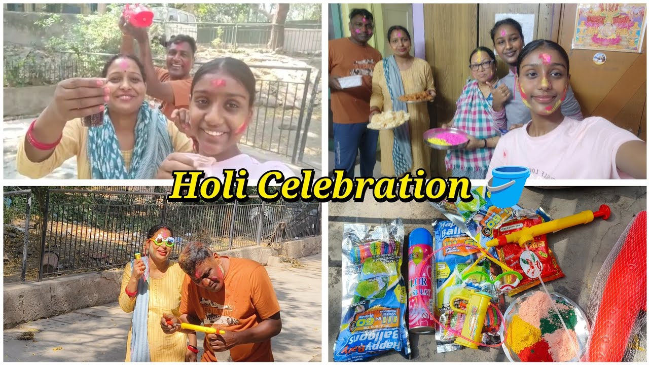 HAPPY HOLI !!!!!! 🥳Chachi ke sath bhayanak Holi kheli 🤯😱