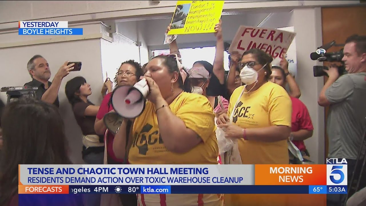 Boyle Heights residents storm town hall, demand action over toxic warehouse cleanup