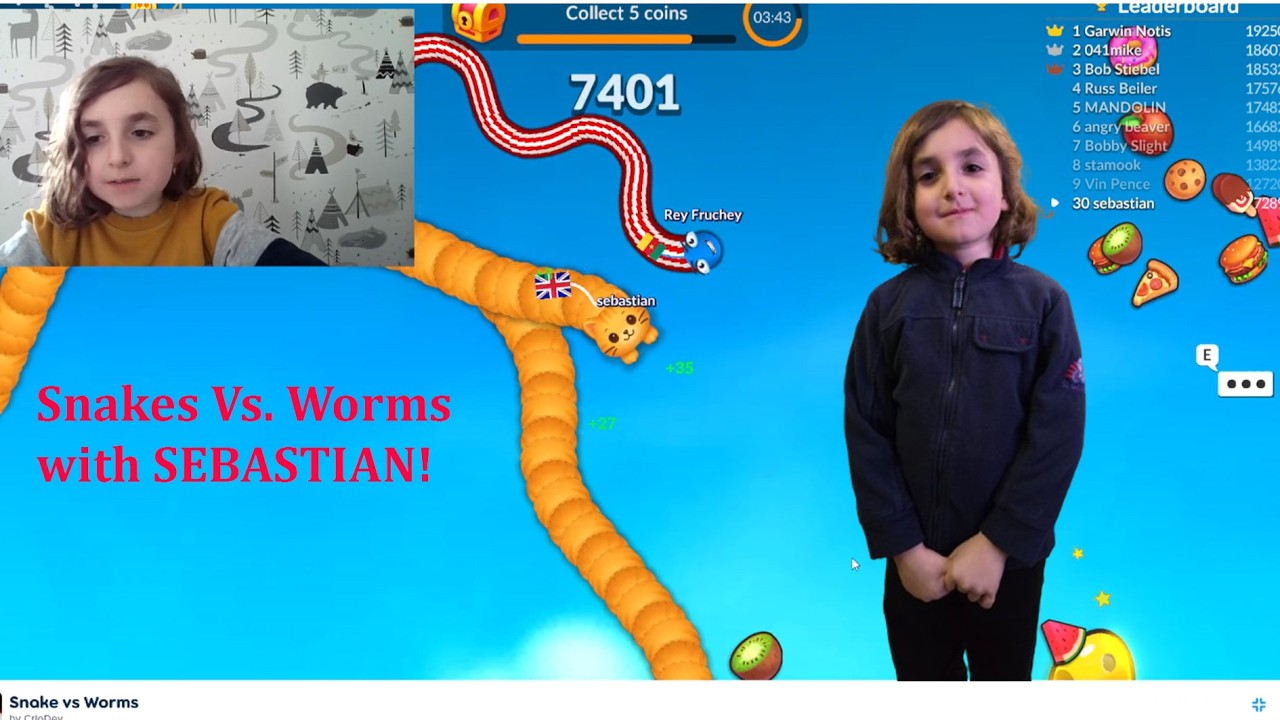 Snakes vs worms free POKI game with Sebastian