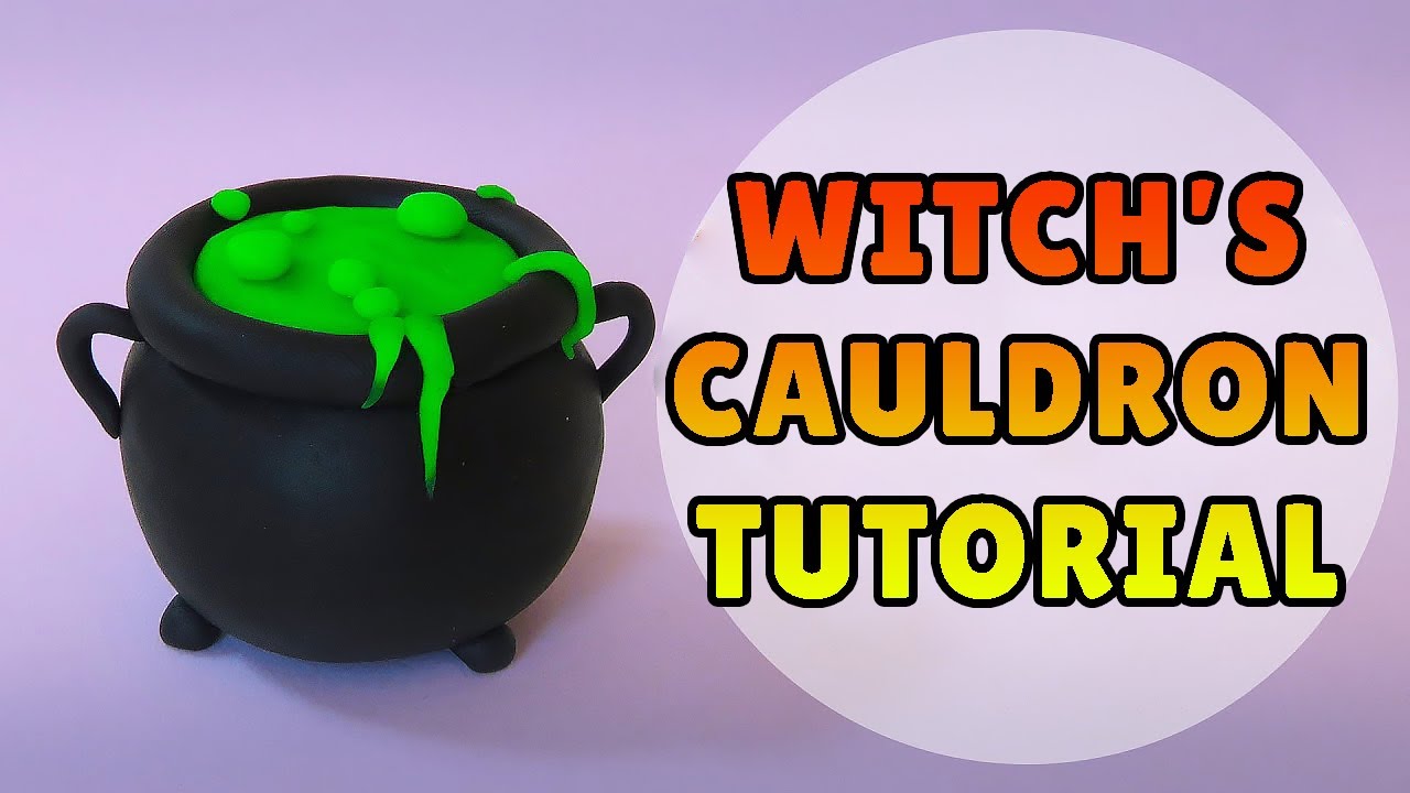 🔴DIY How to make MINIATURE WITCH'S CAULDRON - Easy Polymer Clay, Fondant, plastilina Tutorial