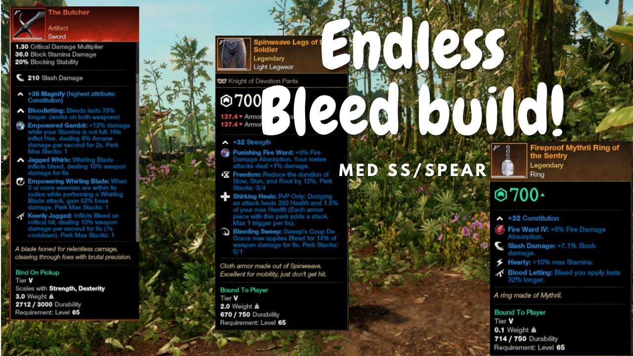 Endless Bleed! Med SS/spear bleed build (The Butcher Artifact) PVP Build