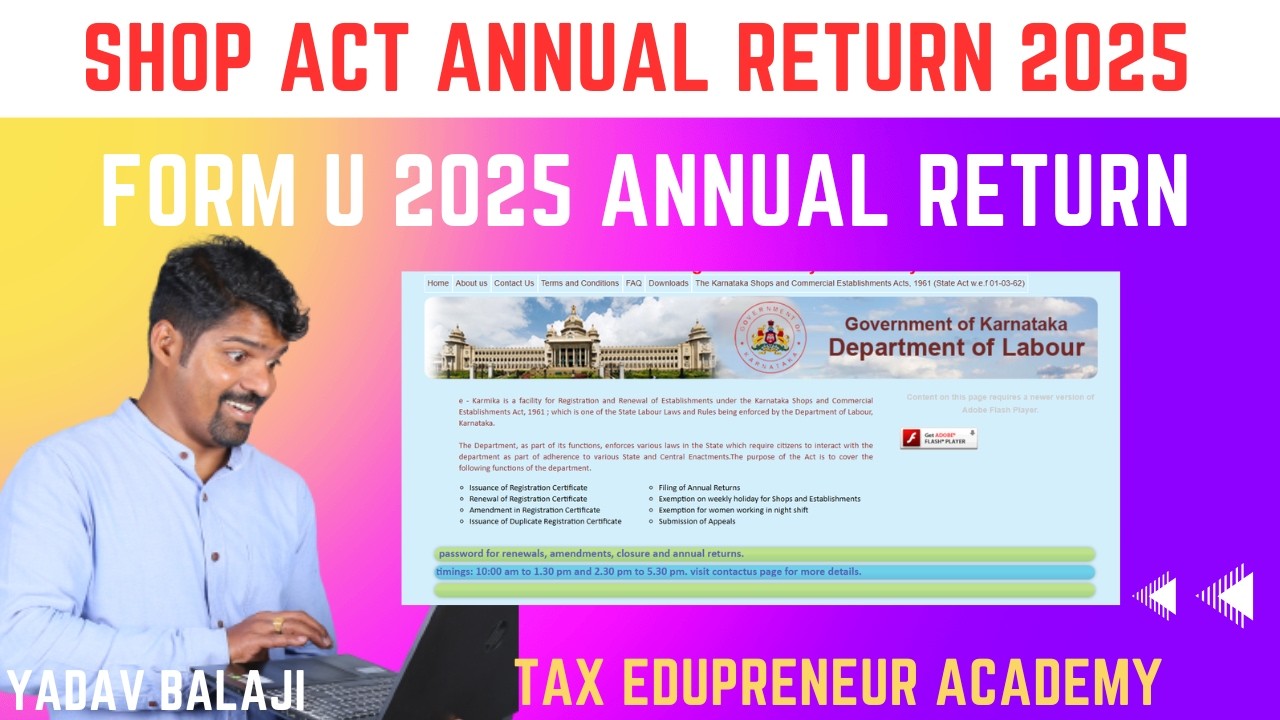 SHOP Act Annual return 2025 |  Form U 2025 Karnataka| - English