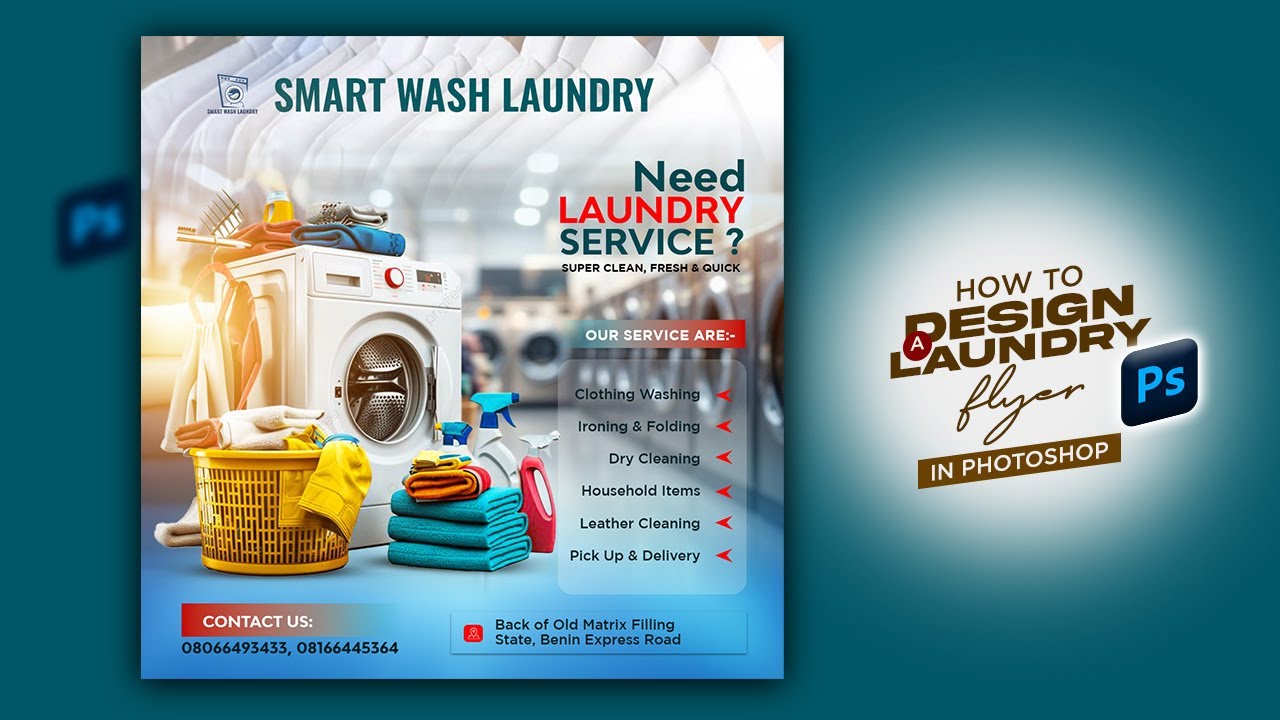 Laundry Flyer Design | Laundry Flyer Design in Photoshop | Social Media Flyer Design in Photoshop