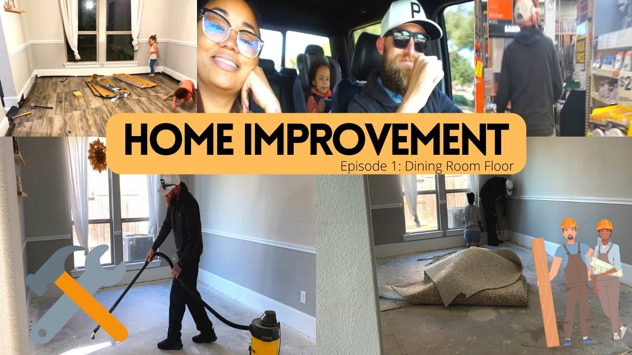 DIY HOME IMPROVEMENT!! Dining Room Floor Upgrade! Carpet to Vinyl flooring.
