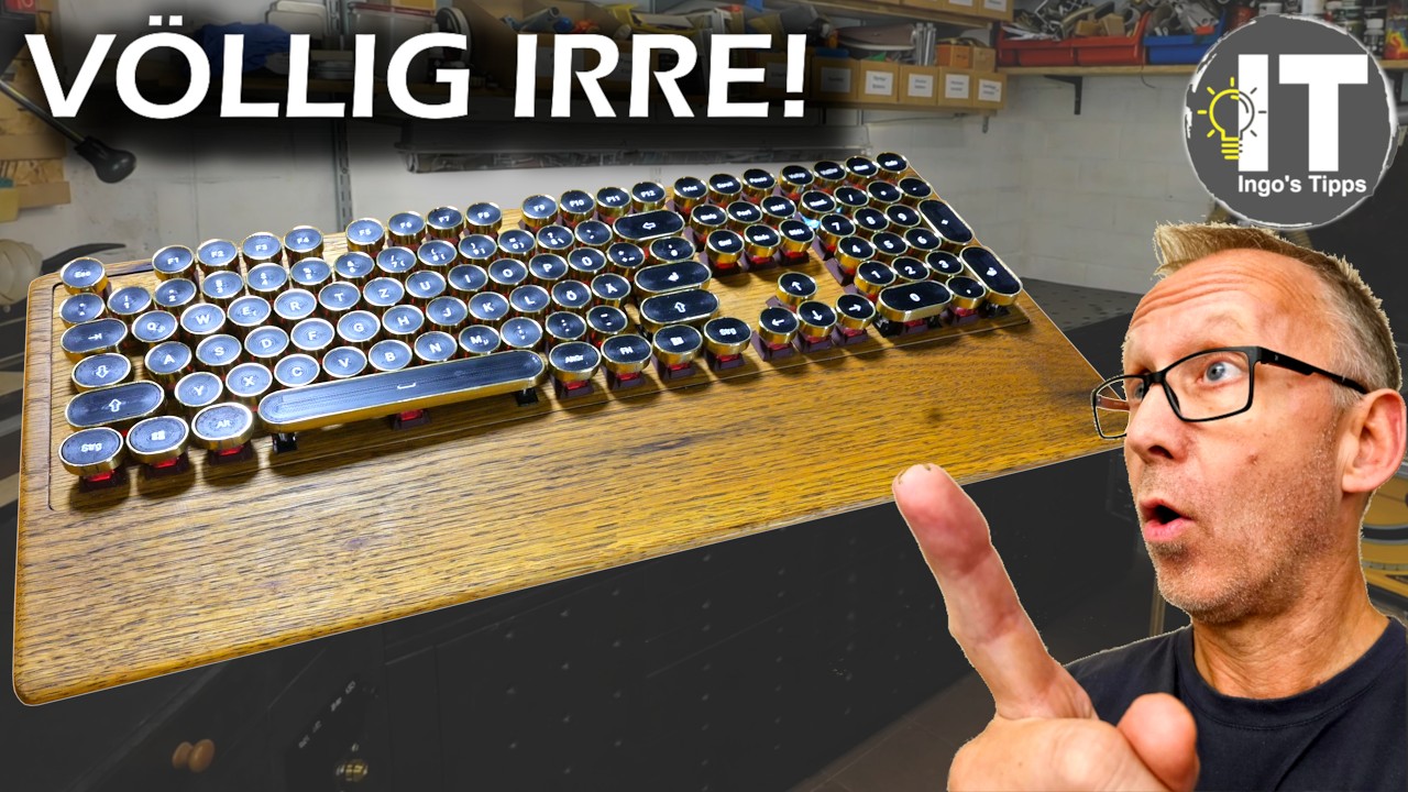 Diese Retro-Tastatur ist völlig irre – gebaut aus Holz, Messing, CNC & 3D-Druck I @ingostipps