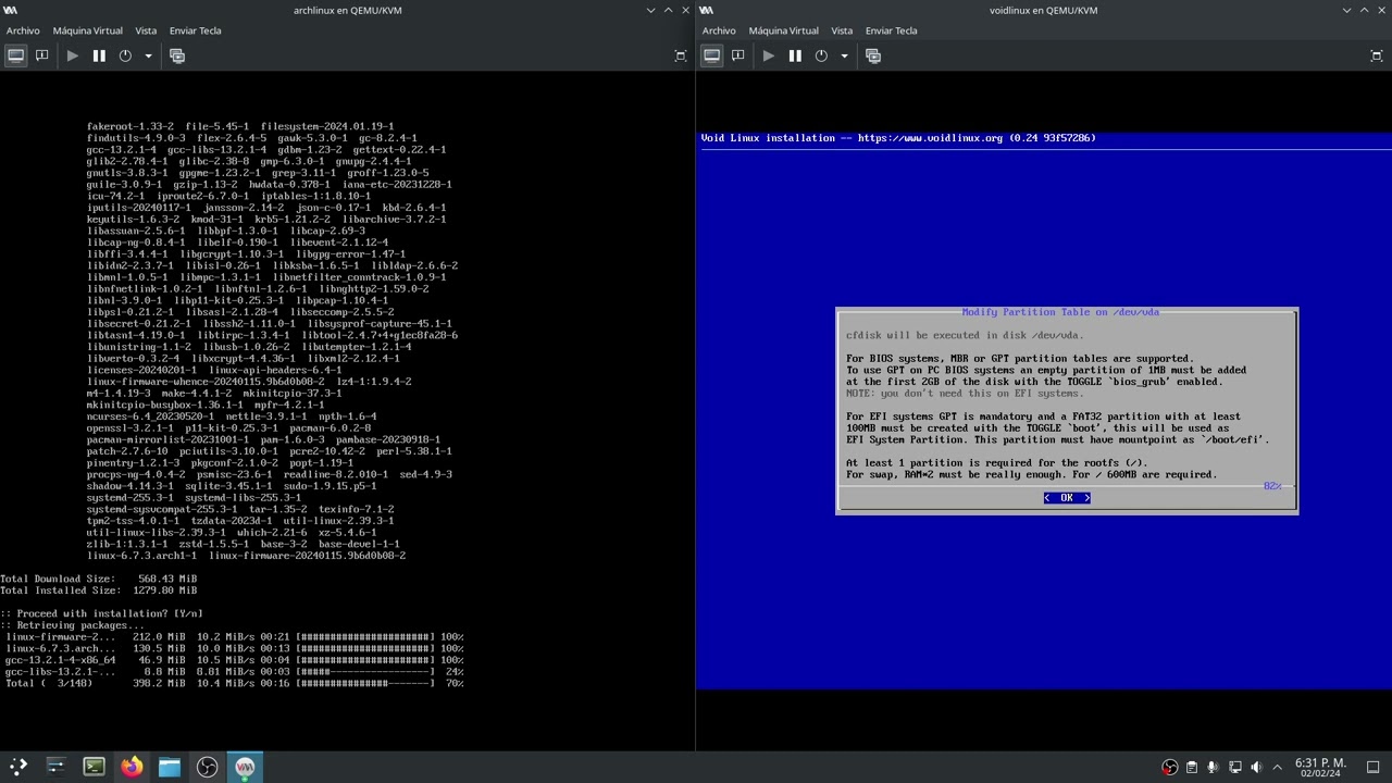 Comparativa | Archlinux  y VoidLinux ⚡🚀💨⏱️