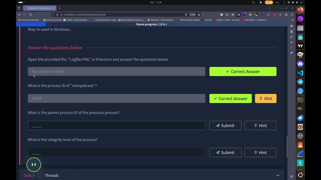 Windows Internals Tasks  1-3 TryHackMe Walthrough