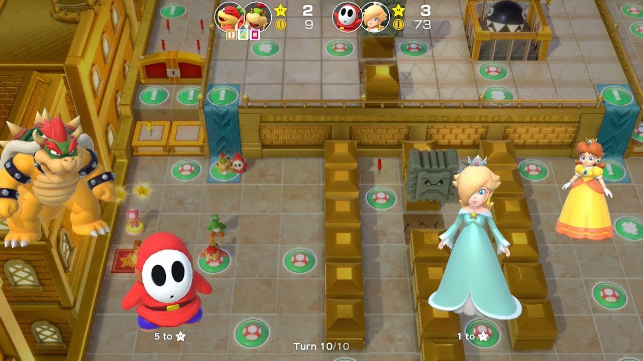 Super Mario Party Partner Party #50 Tantalizing Tower Toys Shy Guy & Rosalina vs Pom Pom & Bowser Jr