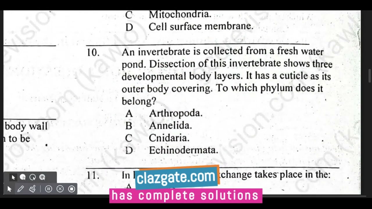 Biology 2023 A level Paper 1 solutions to cameroon gce questions