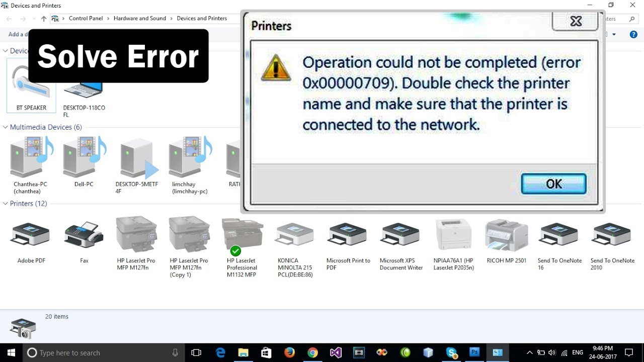 How to Fix cannot Set Default Printer With Error : 0x00000709