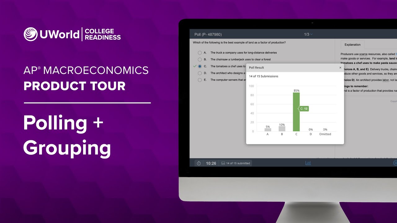 UWorld’s Course for AP® Macroeconomics Product Tour: Polling + Grouping