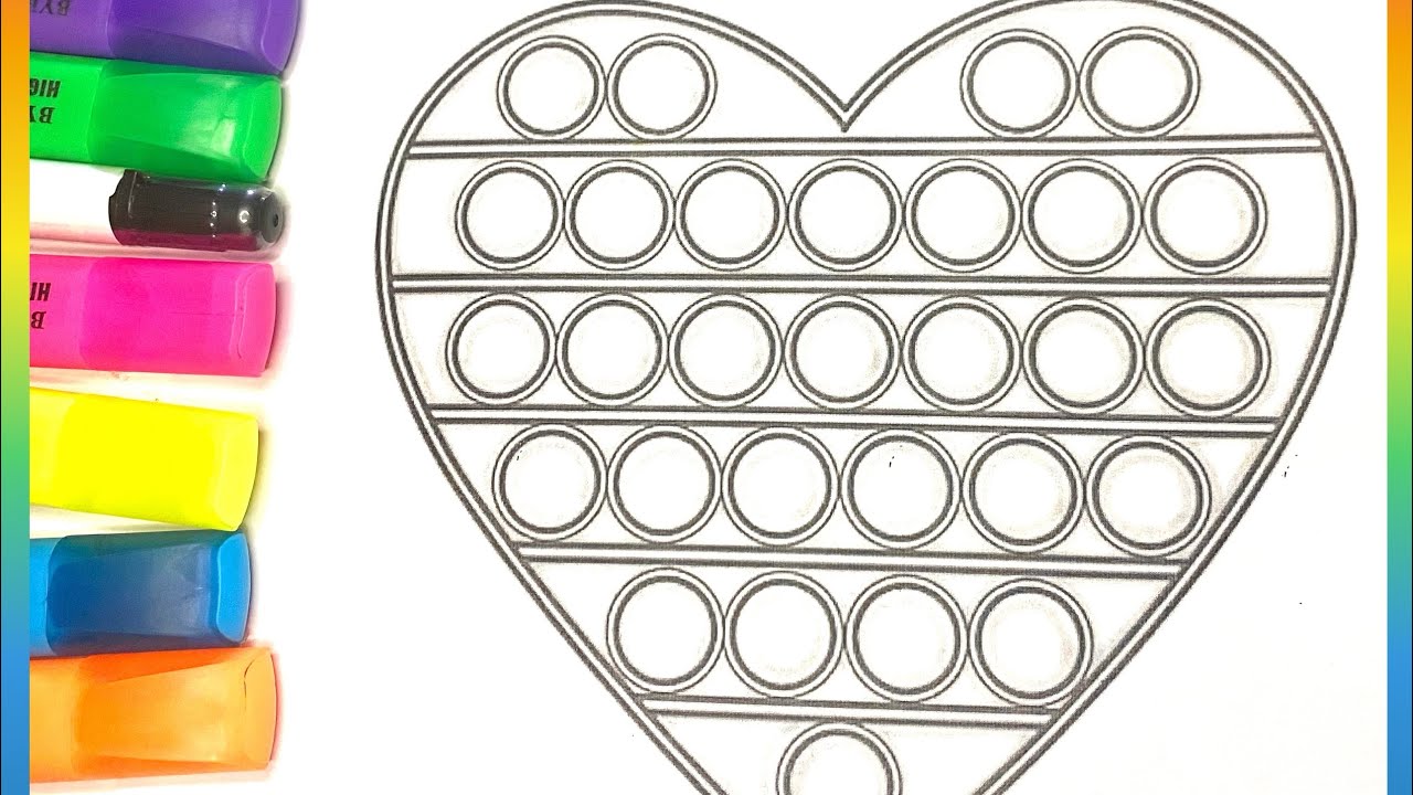 How  to color a pop it heart easy /Rainbow ABC Art Kids!  