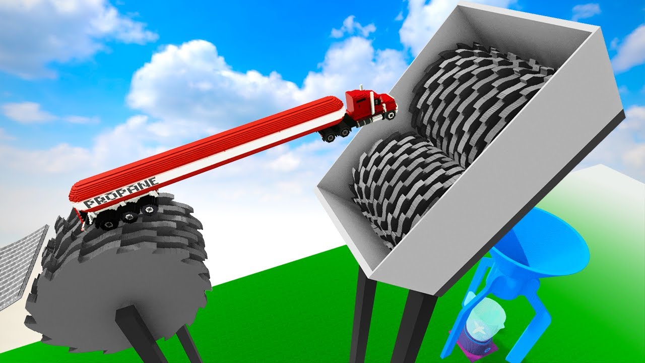 Cars Falling From The Funnel Into The Blender Through The Giant Shredder | Teardown