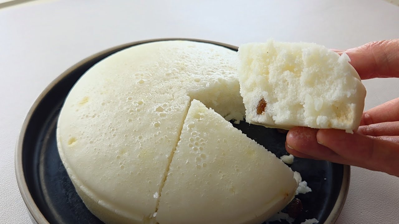 섞으면 반죽 끝! 포근포근 구름같은 밀가루없는 우유백설기쌀빵 정말 쉽고 맛있어요! #간단레시피