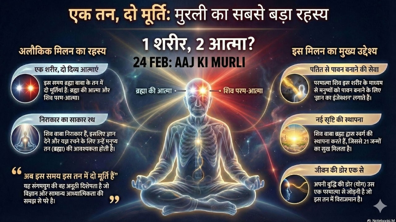 आज की मुरली 24-02-2026 | जीवन डोर एक से बाँधी ✨ | संगमयुग का सच्चा कनेक्शन | Om Shanti