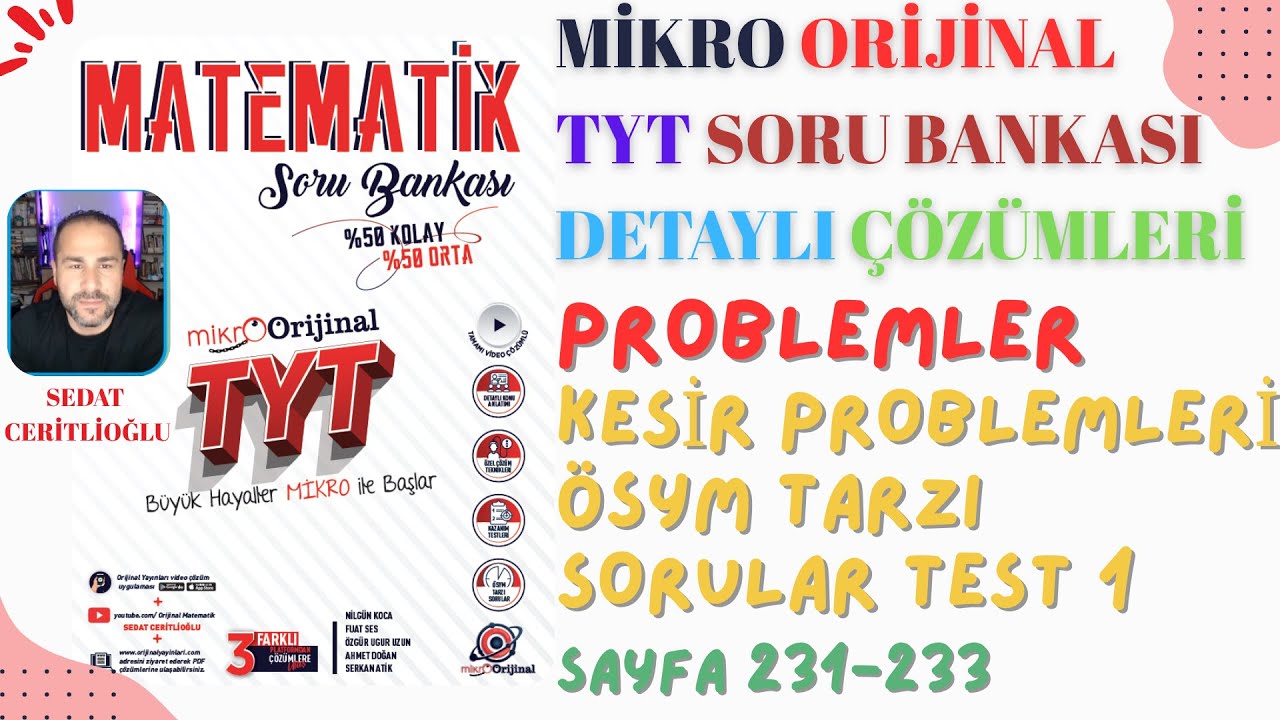 2026 MİKRO ORİJİNAL TYT SORU BANKASI ÇÖZÜMLERİ SYF231-233 #orijinalmatematik #mikroorijinal #yks2026