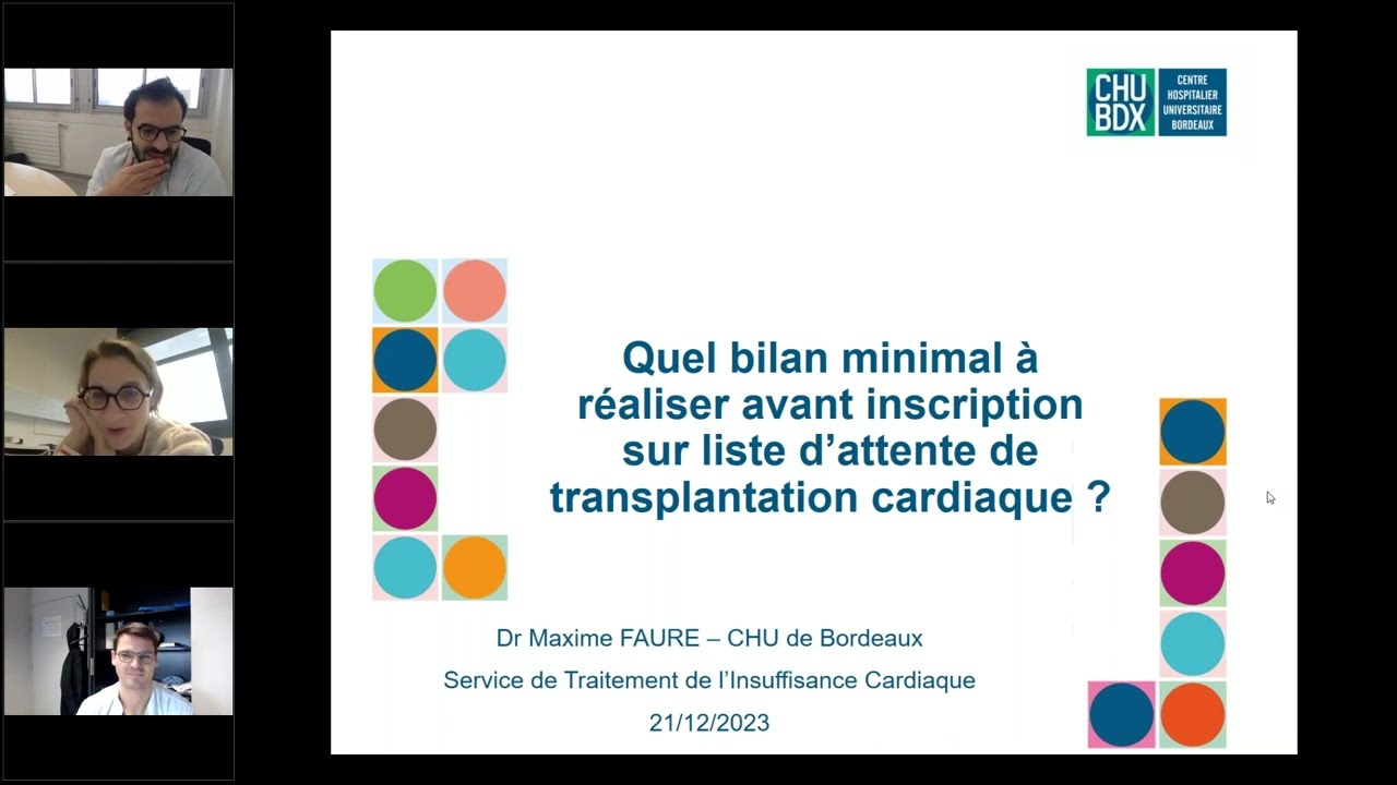 62 - Quel bilan à réaliser avant une inscription sur liste de transplantation cardiaque ?