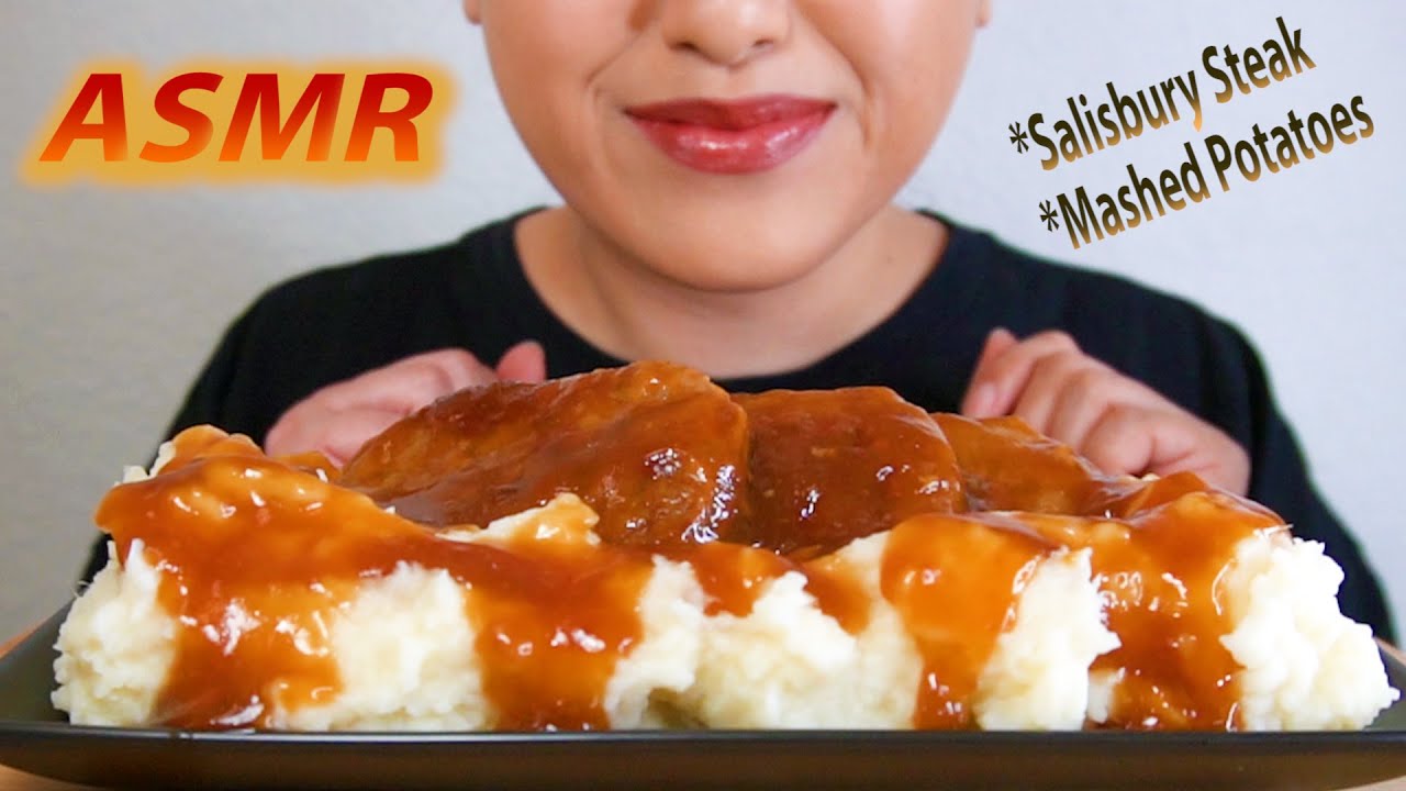 *ASMR* SALISBURY STEAK | MASHED POTATOES | REAL EATING SOUNDS