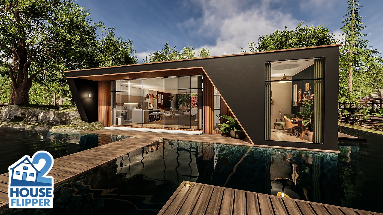 House Flipper 2 - Mid Century x Scandinavian House - Custom Build Sandbox Mode - Forest Lake Home