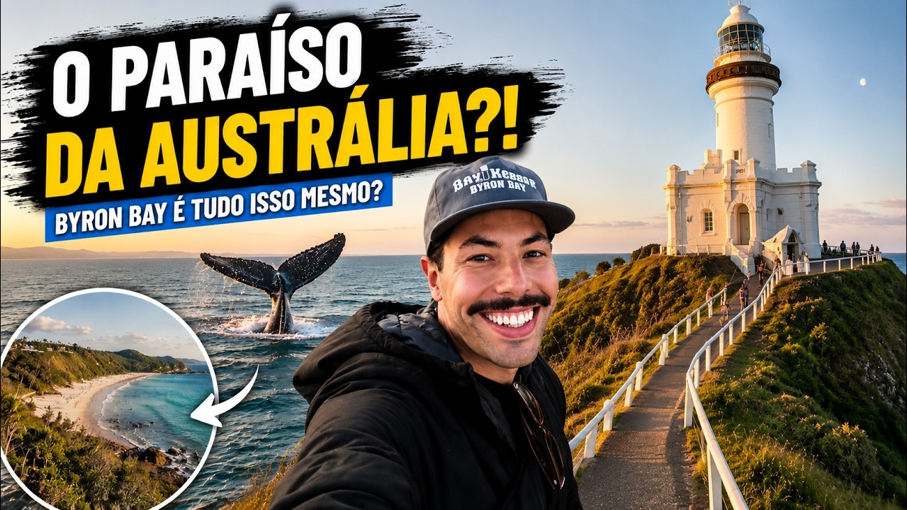 BYRON BAY na TEMPORADA DE BALEIAS | o famoso FAROL DE BYRON BAY na AUSTRÁLIA