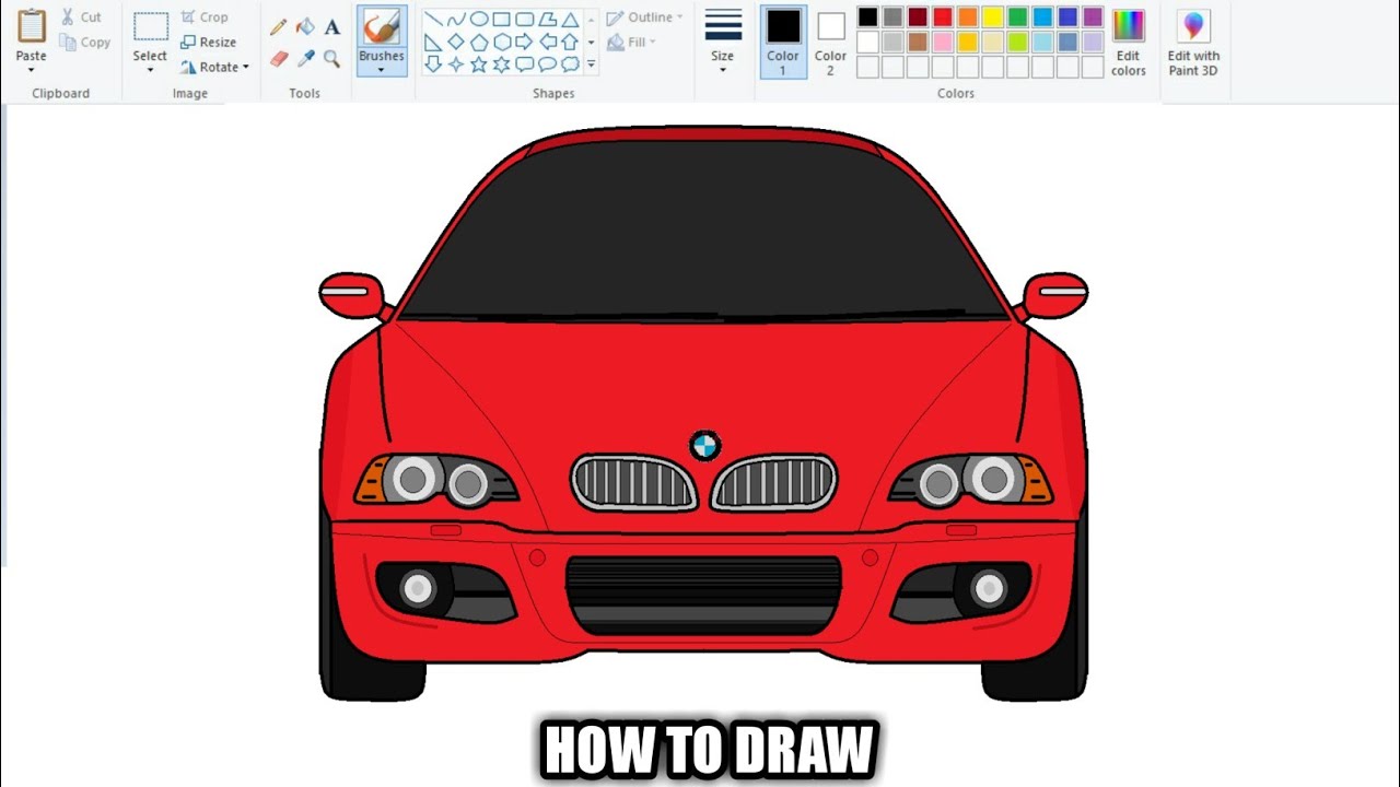 How To Draw BMW Car on Computer using Ms Paint | BMW Car Drawing Tutorial.