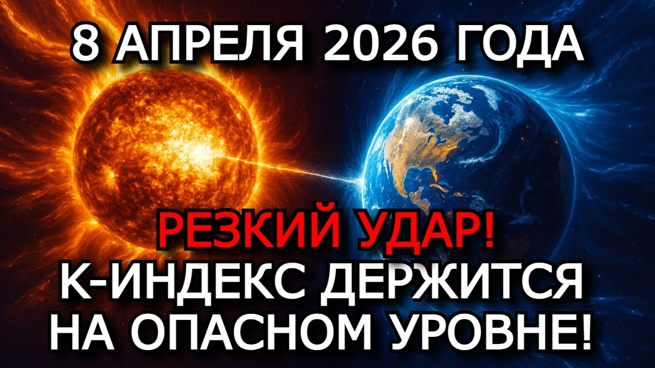 МАГНИТНЫЕ БУРИ 8 АПРЕЛЯ 2026 &mdash; K-ИНДЕКС 6&ndash;7, ВСПЫШКА X, СОЛНЕЧНЫЙ ВЕТЕР ДАВИТ
