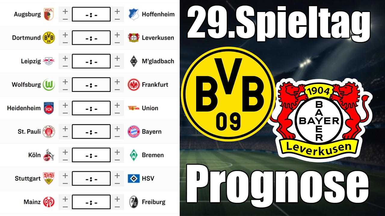 29.Spieltag Bundesliga 25/26 Prognose | Alle Spiele & Tipps !