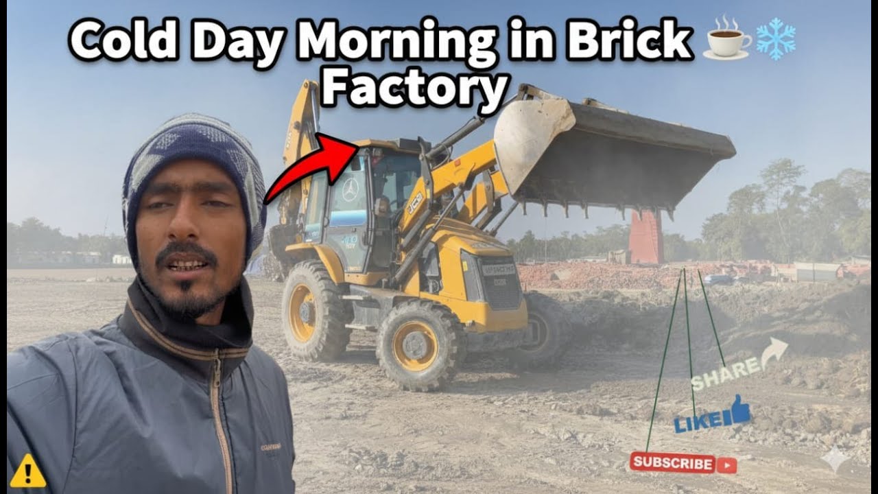 Cold day morning in brick factory! jcb work 🔥#automobile